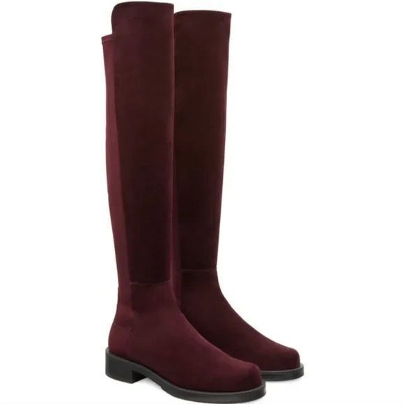 New Stuart Weitzman 5050 Bold Suede Over ther Knee  Boots in Cabernet Size 10 - Picture 1 of 6